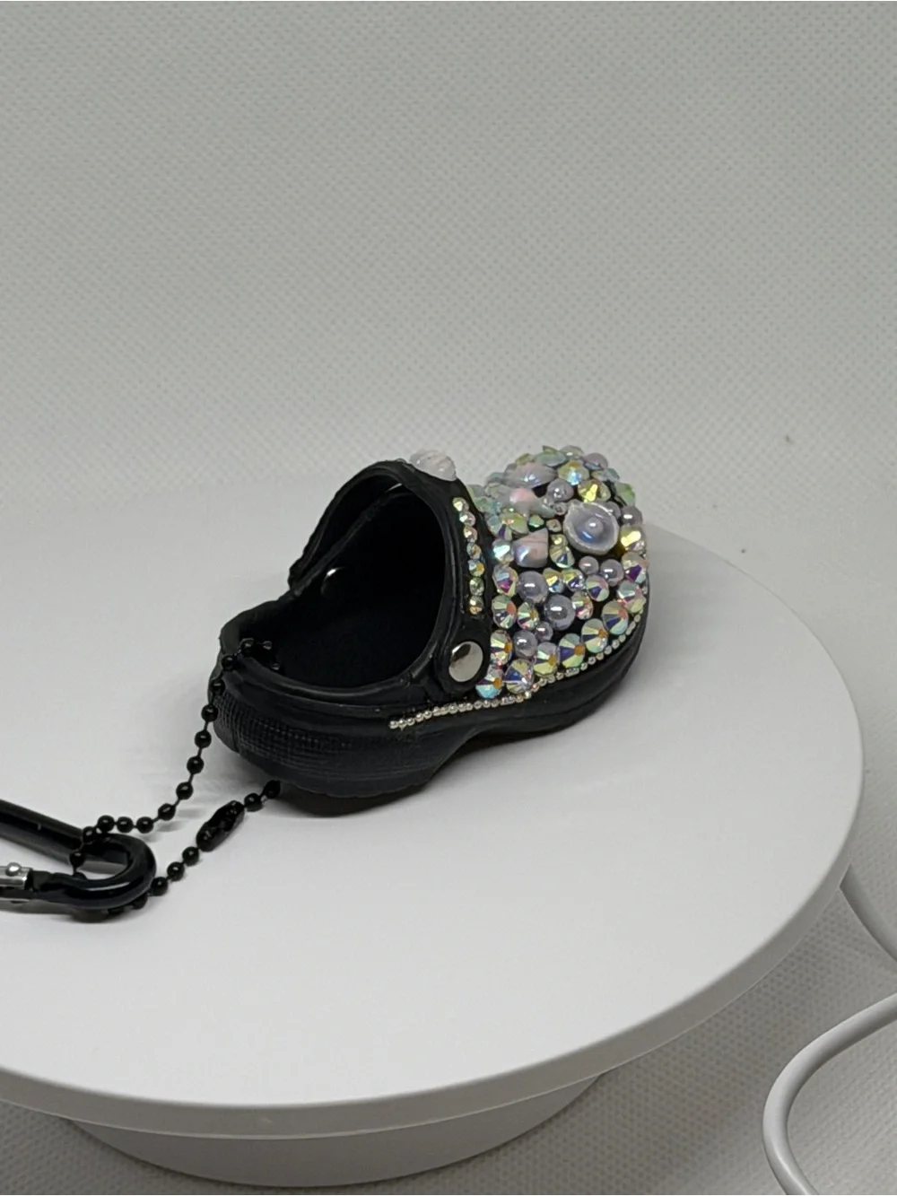 Black Rhinestone Embellished Sandal Key & Card Holder - Sparkle Accent